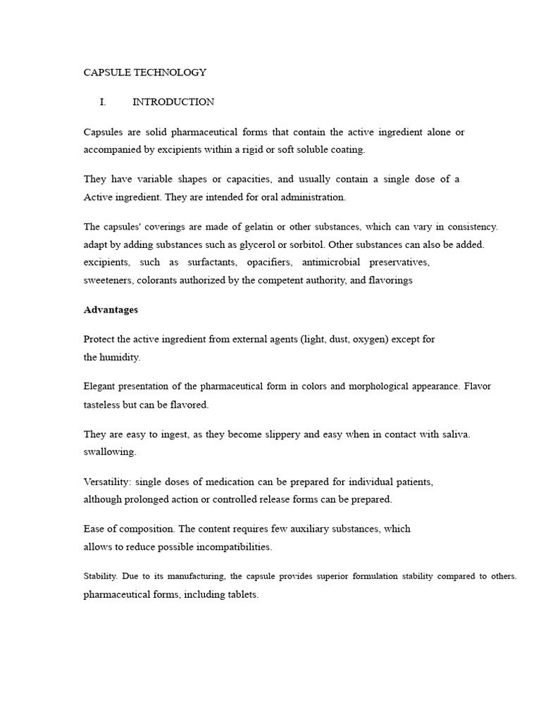 Overview of Capsule Technology in Pharma | PDF | Pharmaceutical ...