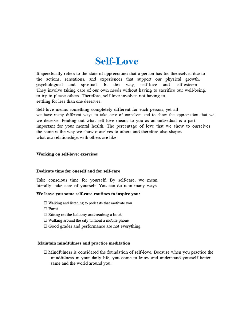 Essential Self-Love Practices Guide | PDF | Self Esteem | Empathy