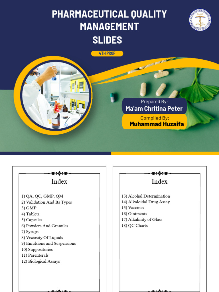 Pharmaceutical Quality Management Overview | PDF | Verification And ...