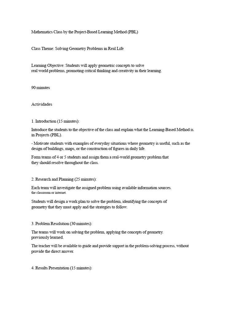 Geometry in Real Life: PBL Approach | PDF | Project Based Learning ...
