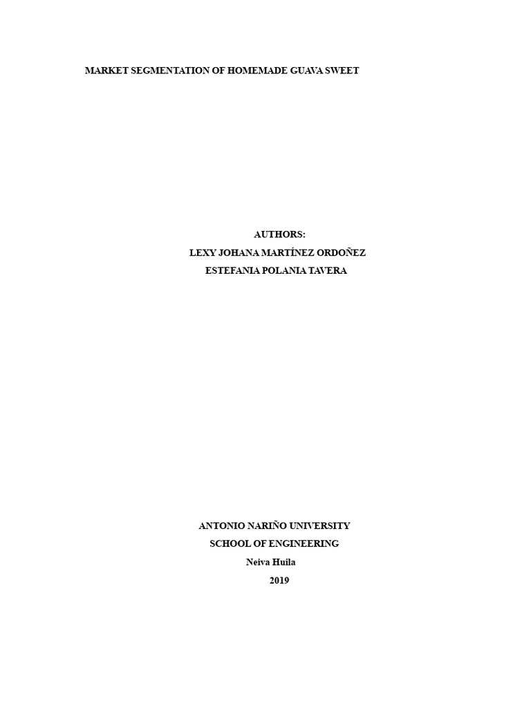 Homemade Artisan Guava Sweet Project | PDF | Market Segmentation ...