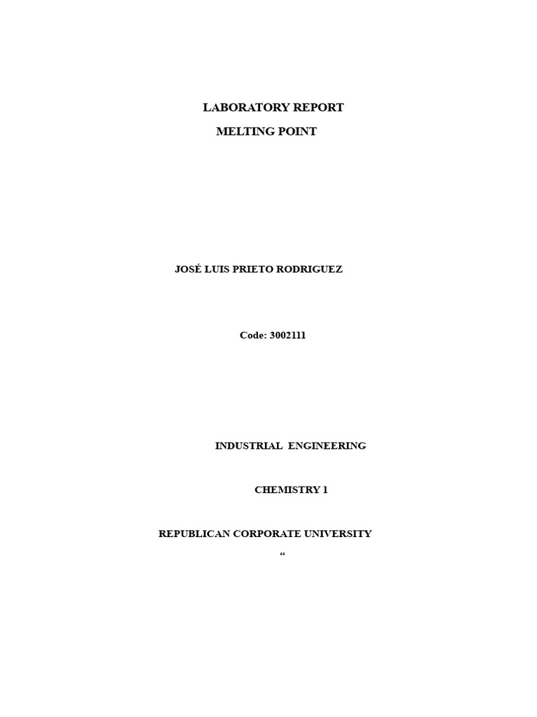 Melting Point Determination Report | PDF | Melting Point | Melting