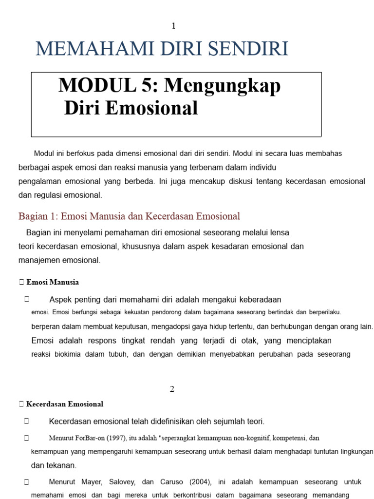 Kecerdasan Emosional dan Regulasi Emosi | PDF