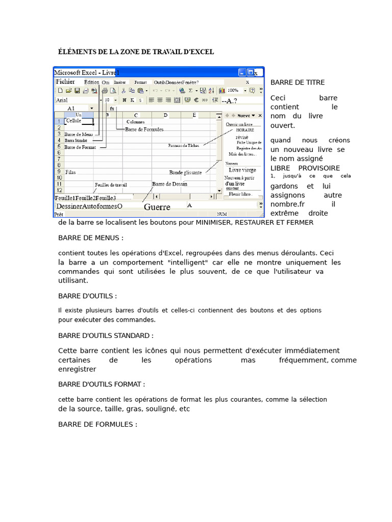 Guide des éléments de la zone de travail Excel | PDF | Microsoft Excel ...