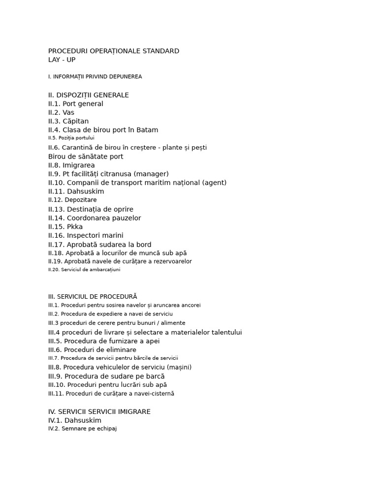 Proceduri Standard de Operare | PDF