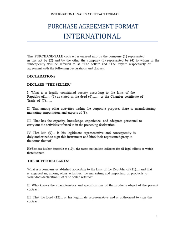 International Sales Contract Template | PDF | Business | Justice