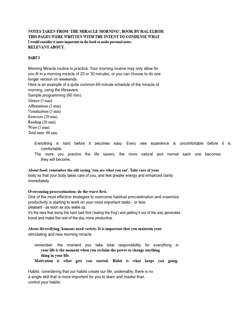Miracle Morning Routine Guide | PDF | Habits | Disciplines