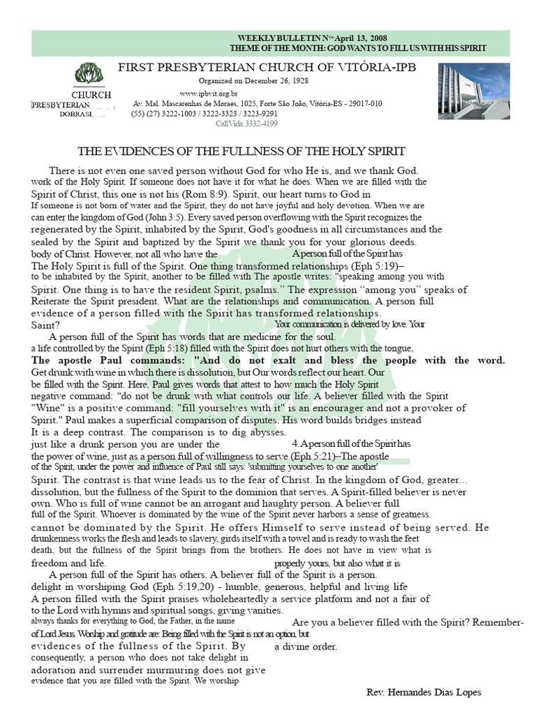 Fullness of the Holy Spirit Explained | PDF | Paul The Apostle | Baptism