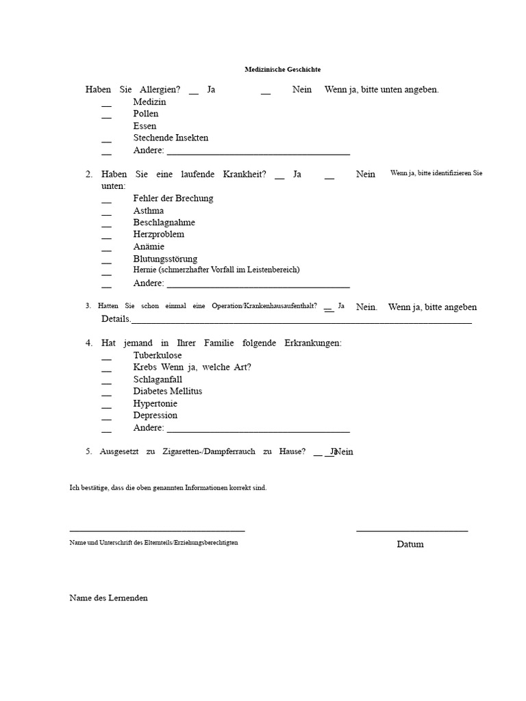 SHD Formular 1 Medizinische Geschichte-DepEd | PDF
