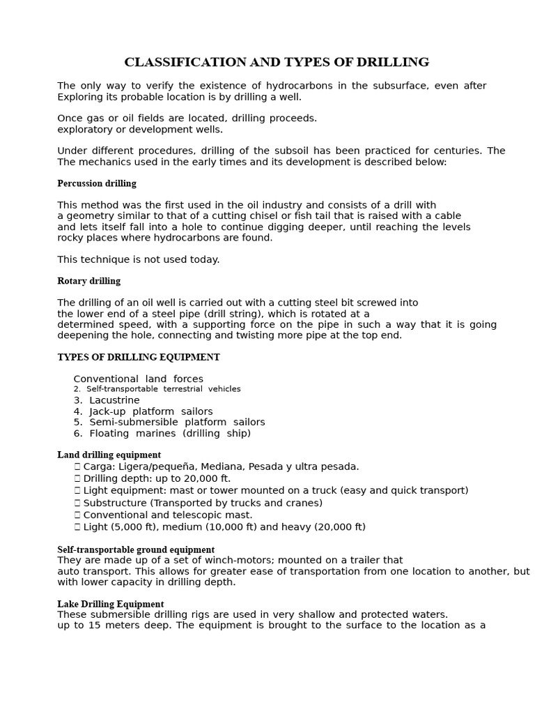 Types and Methods of Drilling Techniques | PDF | Petroleum Reservoir ...