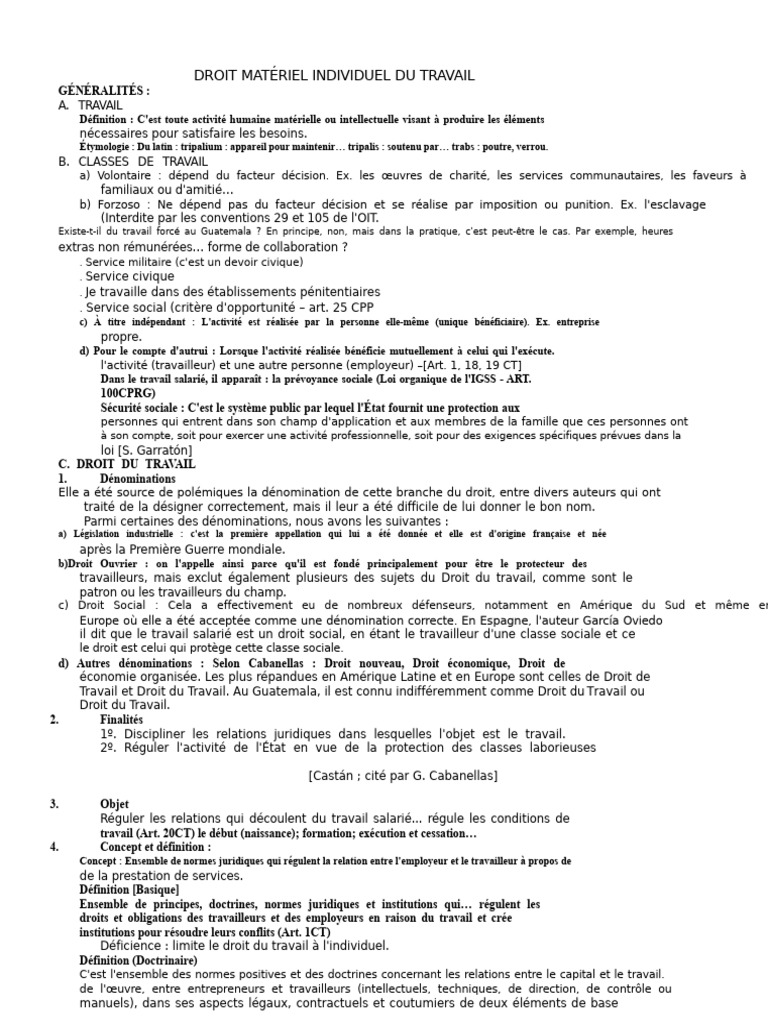 Droit du Travail : Concepts et Définition | PDF | Droit du travail ...