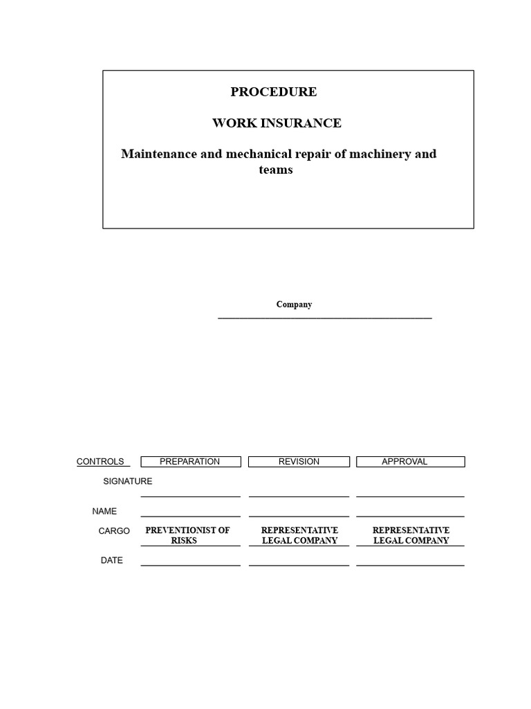 PTS Procedure Maintenance and Mechanical Repair of Machinery and ...