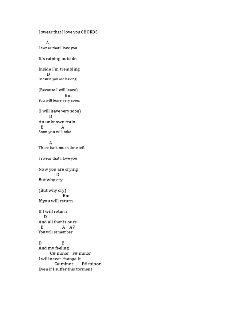 I Swear That I Love You CHORDS | PDF