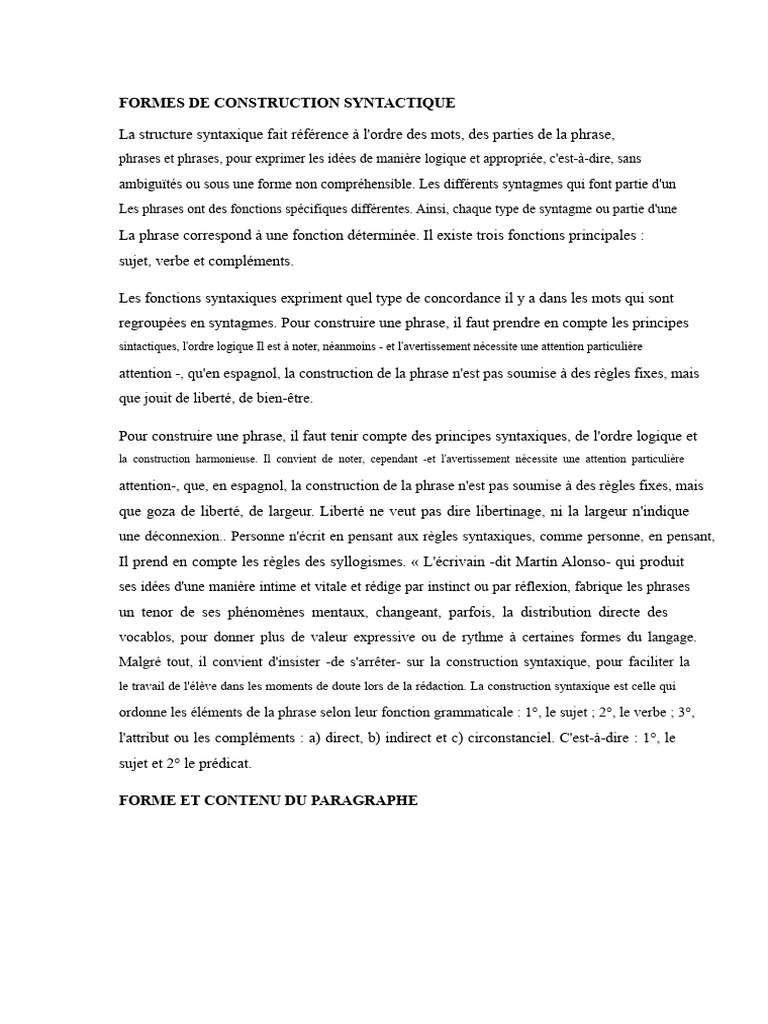 Construction syntaxique et textes exposés | PDF | Phrase | Sujet ...