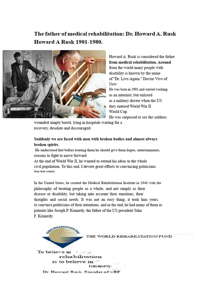 The Father of Medical Rehabilitation | PDF | Physical Medicine And ...