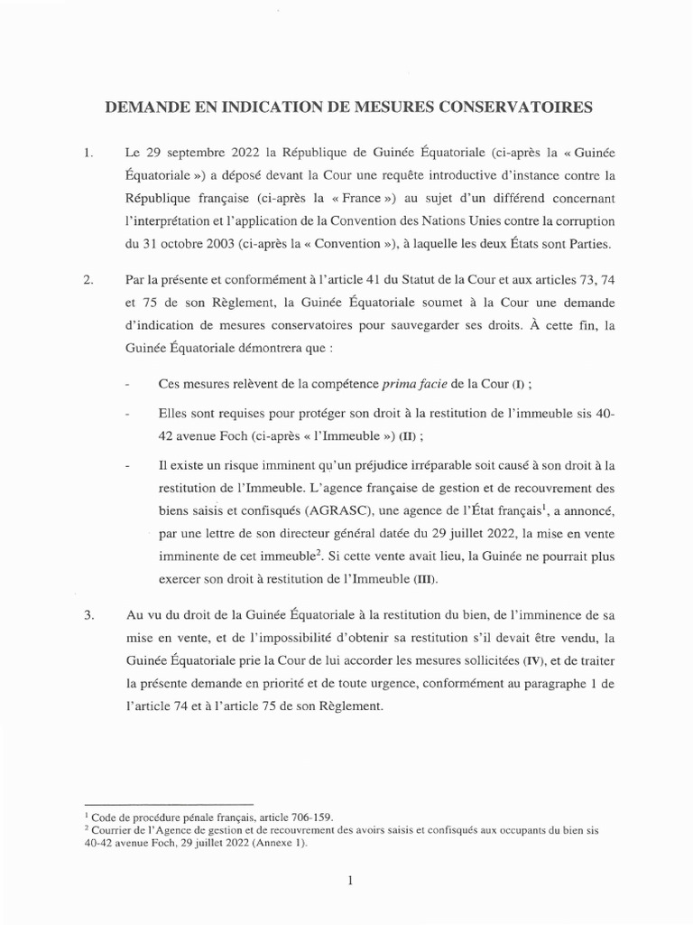 Demande de mesures conservatoires CIJ | PDF | Arbitrage | Paix
