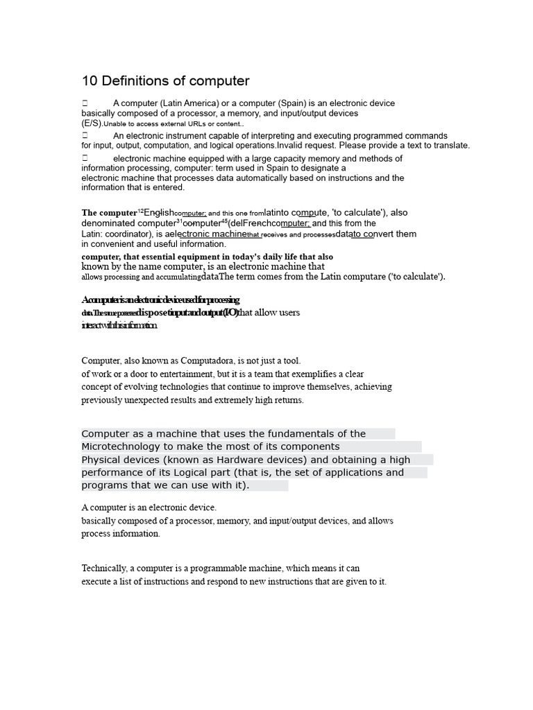 10 Definitions of Computer | PDF