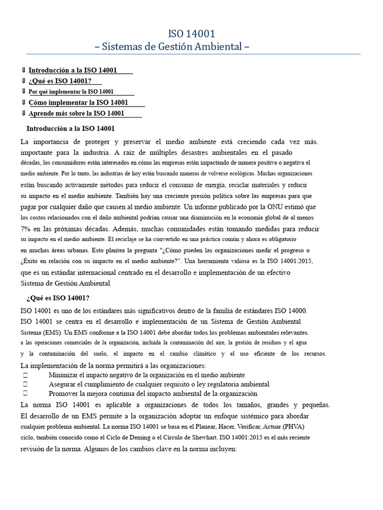 Guía Completa sobre ISO 14001 | PDF | Política de medio ambiente ...