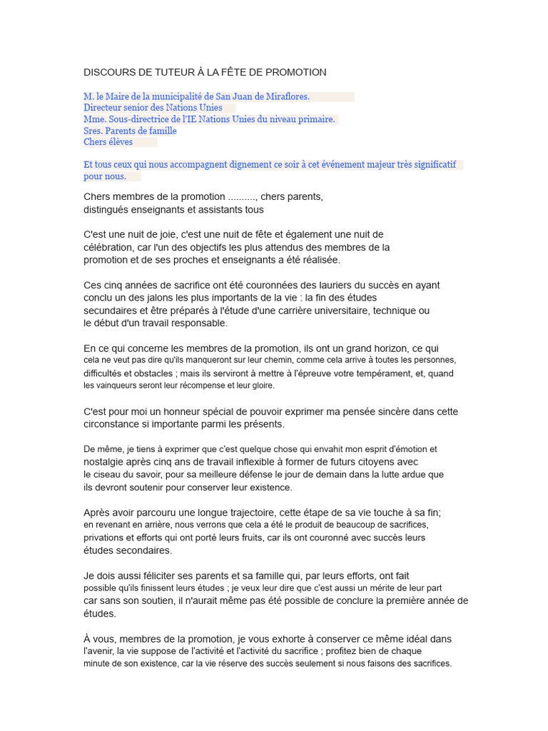 Discours de promotion : Célébration et avenir | PDF | Bonheur