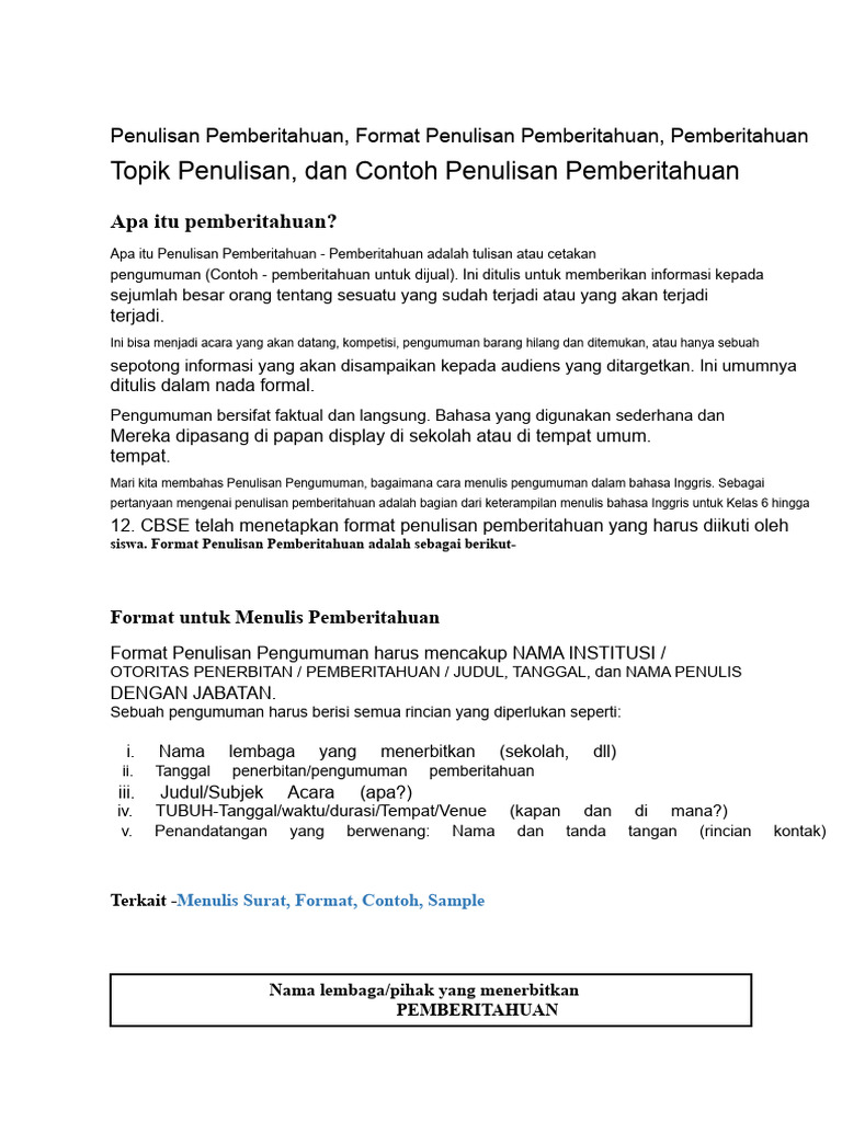 Panduan Penulisan Pemberitahuan Efektif | PDF