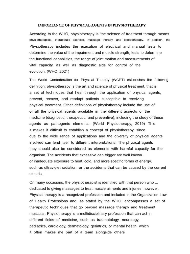 Role of Physical Agents in Physiotherapy | PDF | Physical Therapy ...