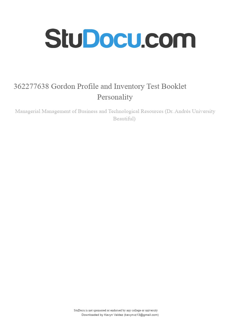 362277638-Gordon Test Booklet: Personality Profile and Inventory | PDF ...
