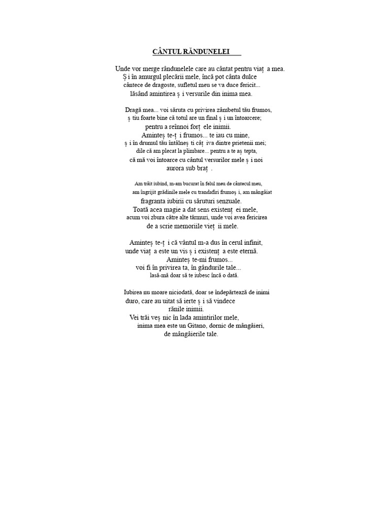 Cântecul Rândunicii | PDF