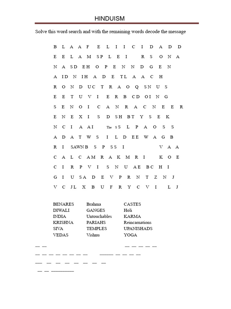 Solve This Word Search and With The Remaining Words Decipher The ...