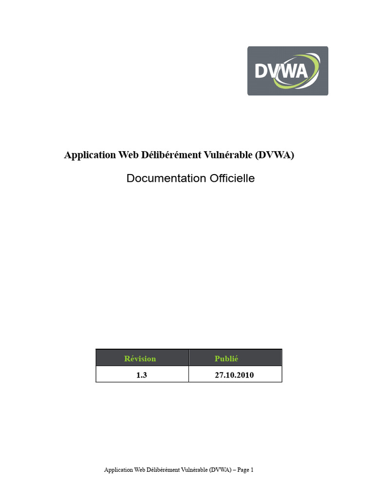 DVWA : Application Web Vulnérable | PDF | Internet | Internet et Web
