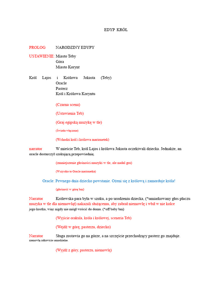 OEDIPUS REX SCRIPT Revised | PDF