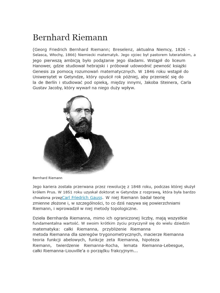 Bernhard Riemann | PDF