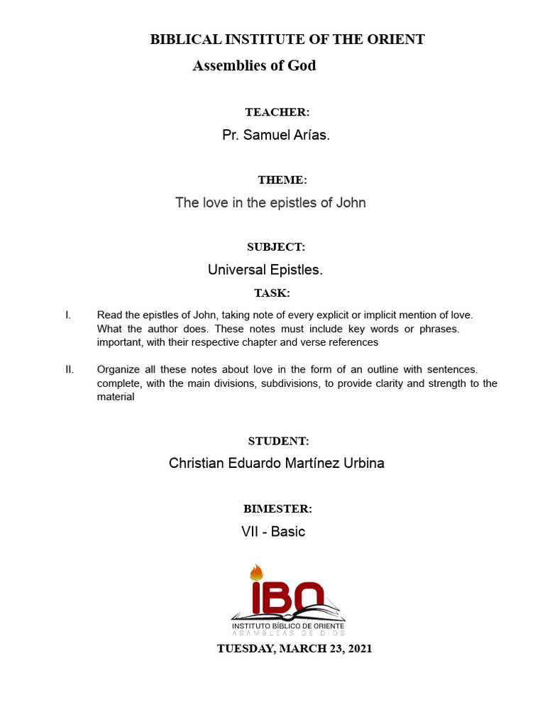Love in the Epistles of John | PDF | Jesus | God In Christianity