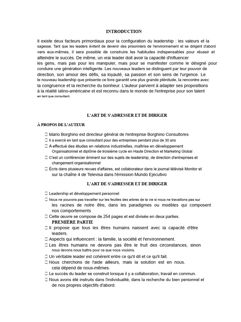 L'art de diriger selon Mario Borghino | PDF | Direction | Bonheur