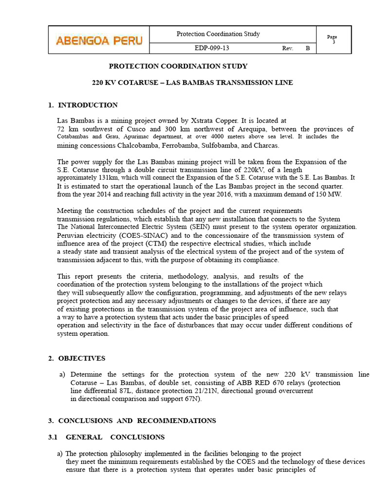 Protection Study for Cotaruse-Las Bambas | PDF | Electric Power ...
