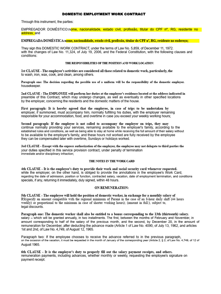 Employment Contract Template | PDF | Salary | Employment