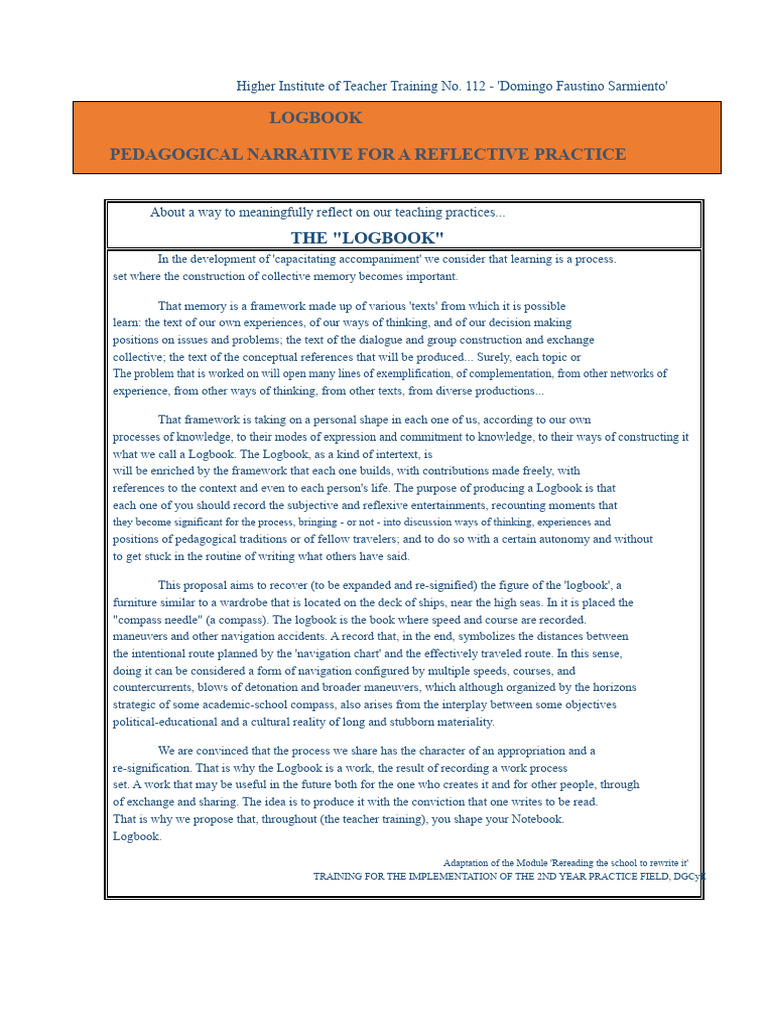 LOGBOOK - Guidelines for pedagogical narrative | PDF | Pedagogy ...