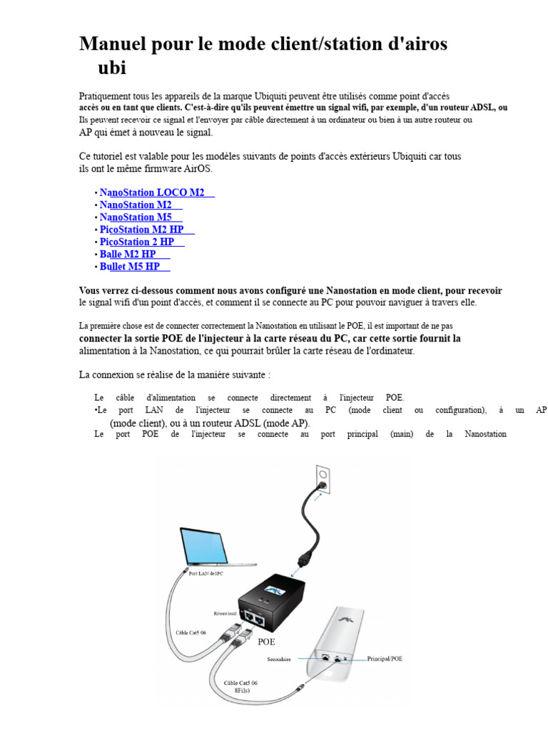 Configuration Nanostation Ubiquiti en Client | PDF | Adresse IP | Wi-Fi