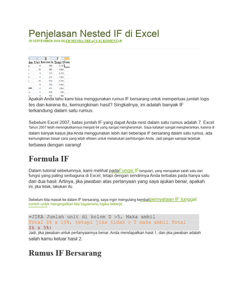Panduan Nested IF di Excel | PDF