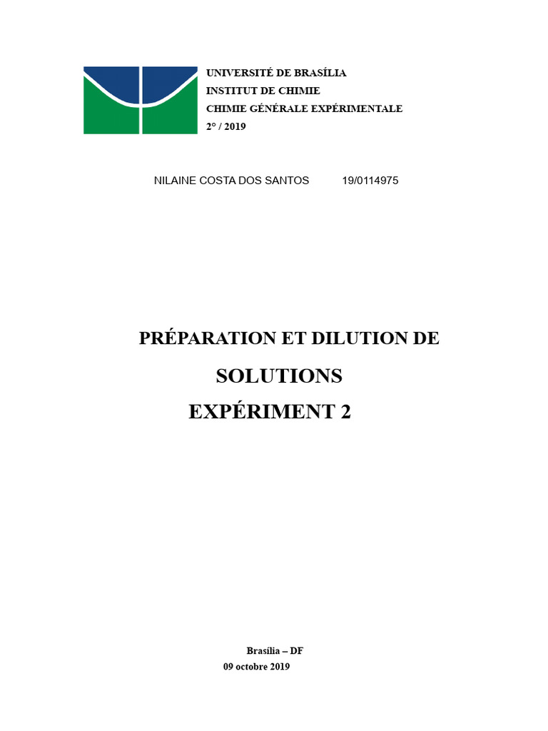 Préparation et dilution de solutions chimiques | PDF | Concentration ...