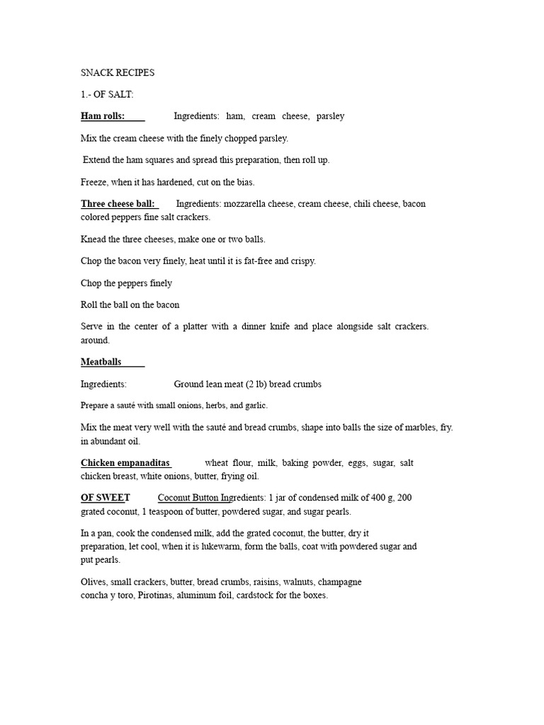 Snack Recipes | PDF