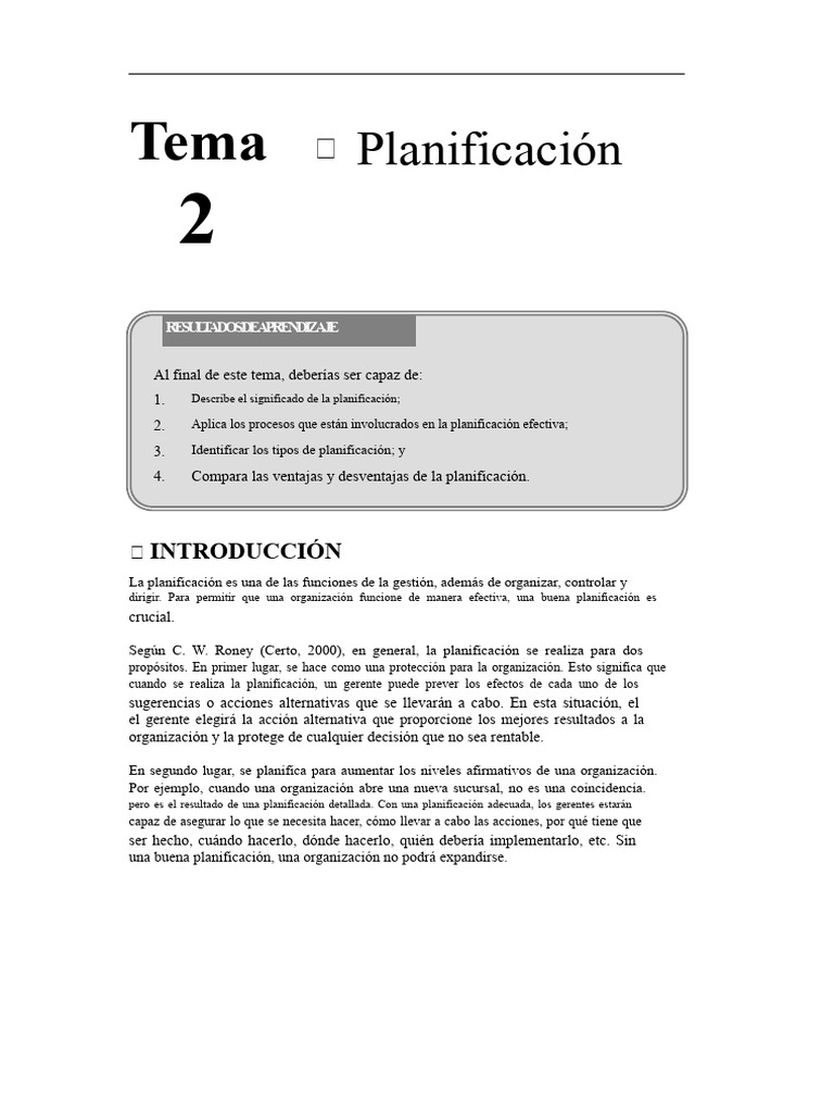 Importancia de la Planificación Efectiva | PDF | Planificación ...