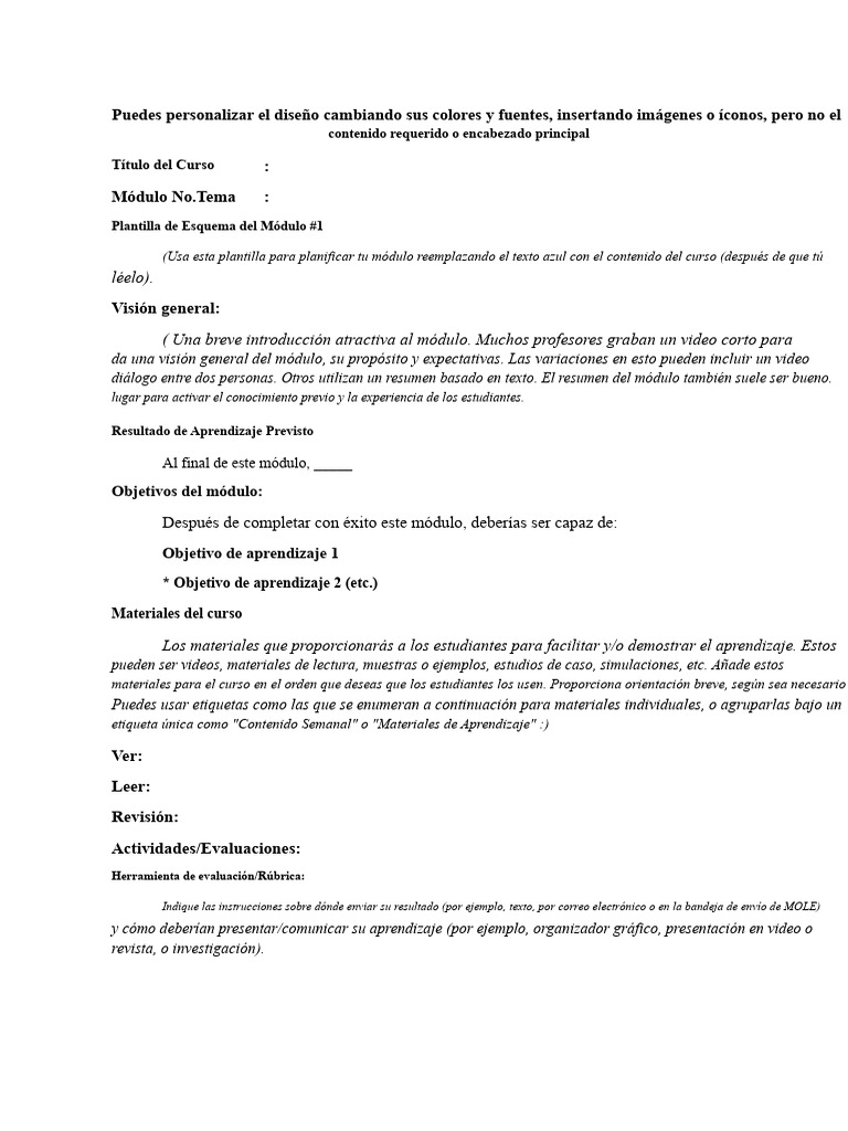 Plantilla de Módulo para Cursos Online | PDF | Aprendizaje | Cognición