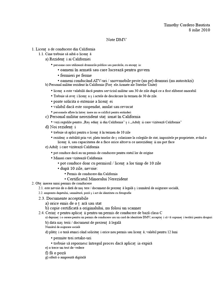 Note DMV | PDF