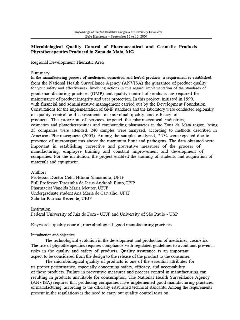 Microbiological Quality Control in Brazil | PDF | Growth Medium | Agar