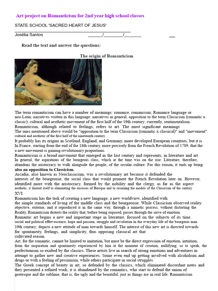 Romanticism: Art and Literature Overview | PDF | Romanticism | Classicism