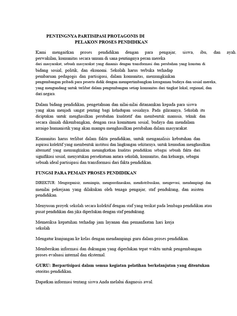 Pentingnya Partisipasi Protagonis | PDF