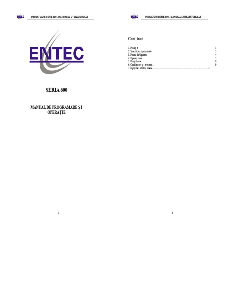 Manual Entec 600e | PDF