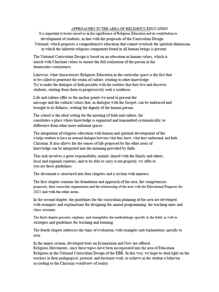 Guidelines for Religious Education Curriculum | PDF | Curriculum ...