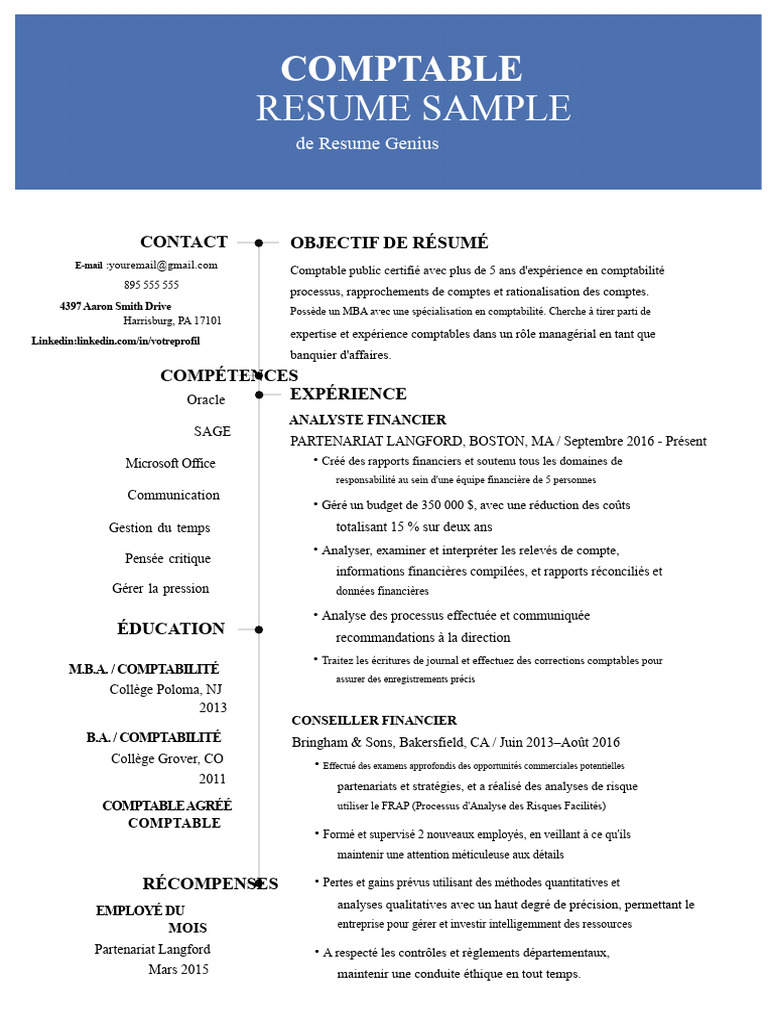 CV Comptable Certifié avec MBA | PDF | Comptabilité | Maîtrise en ...