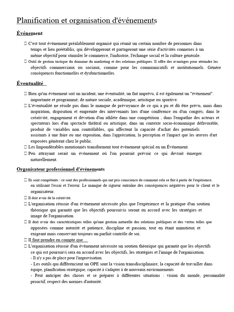 Planification d'événements réussis | PDF | Planification ...